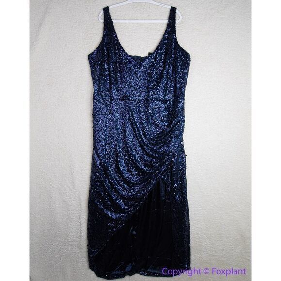 NEW CITY CHIC Star Desire Maxi sequin Dress Sapphire blue size 22 formal‎ gown - Picture 3 of 16